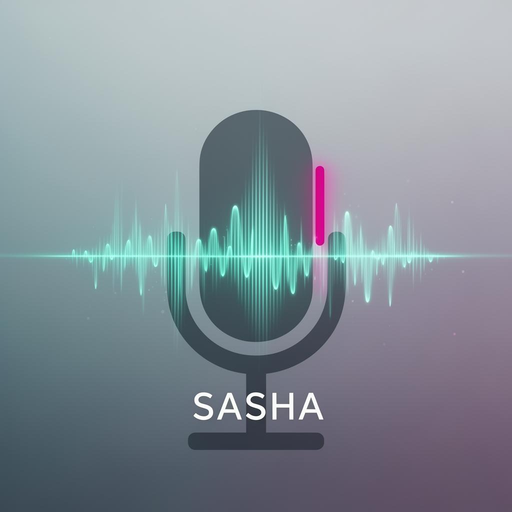 SASHA — KI-Sprachassistent (abstrakte Visualisierung als Mikrofon und Schallwelle)