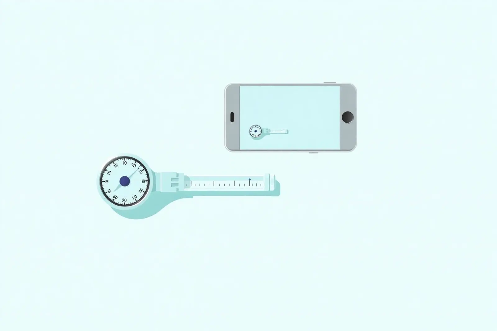 Illustration: mechanisches Peak-Flow-Röhrchen, von einem Handy fotografiert